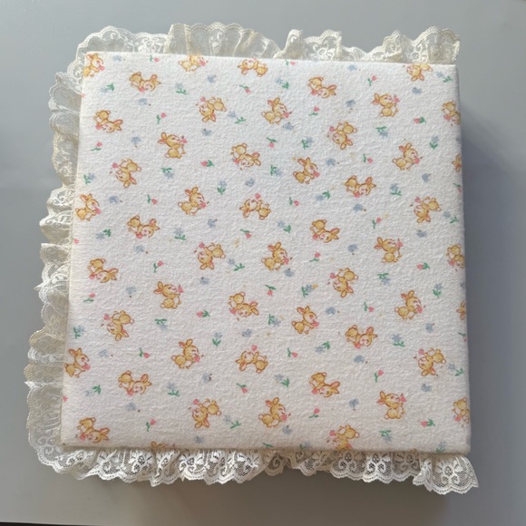 Vtg 90s Handmade Teddy Bear Lace Baby Fabric Scrapbook Album Cottagecore 11” - Picture 2 of 8